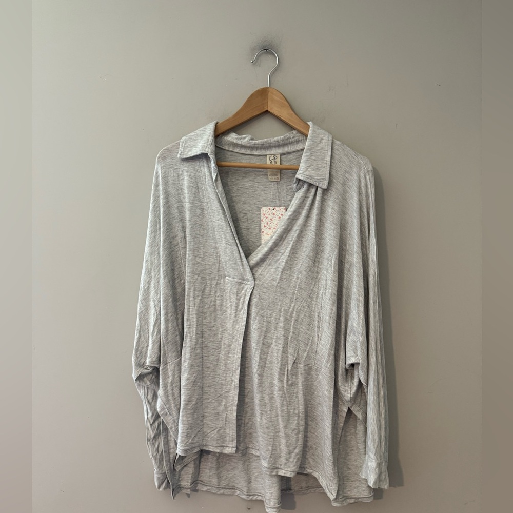 Free People Can’t Fool Me Top We the Free Soft Gray Dolman waffle